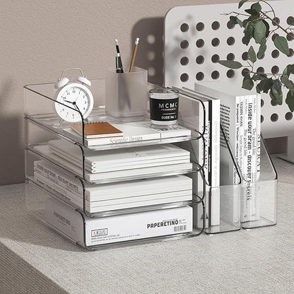 FANXIYQ 4-Tier Brown Acrylic Paper Tray Organizer - Image 2
