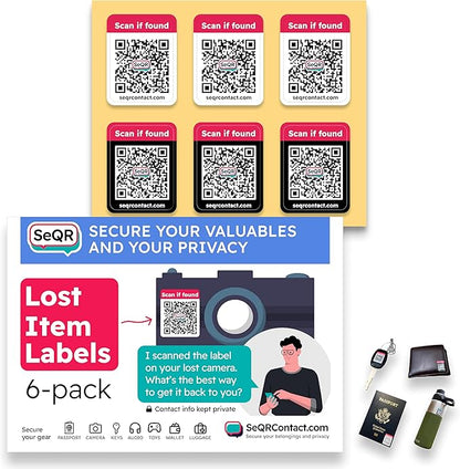 Lost Item QR Code Stickers | Customizable QR Code Labels by SeQRContact