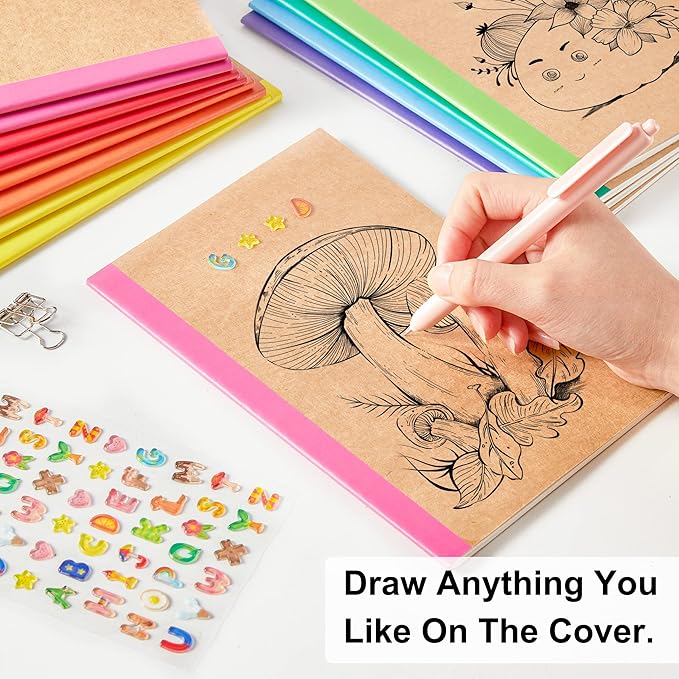 feela 80 Pack Composition Notebooks Bulk, Kraft Cover Lined Blank College Ruled - Image 3