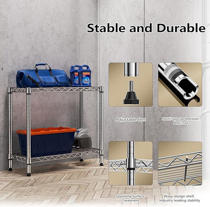 MZG 220 lbs 2 Tier Storage Rack Metal Wire Shelving Unit, Storage Standing - Image 6