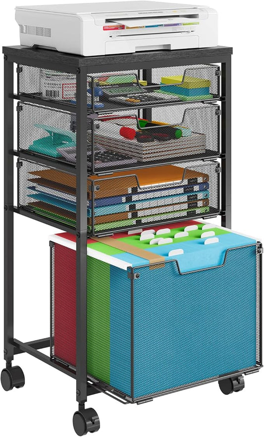 Sbanmao Rolling File Cart with 4 Storage Drawers, Filing Cabinet by shengbaomaoyi