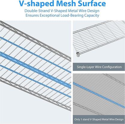 Homdox 5 Tier Heavy Duty Metal Wire Shelving - Image 9
