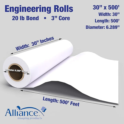 Alliance Wide Format Paper 30” x 500’ Rolls Bond Engineering 92 Bright 20lb - Image 4