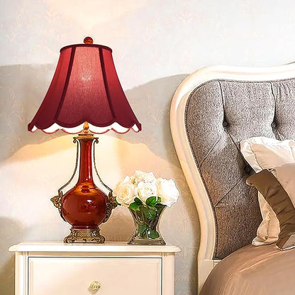 GOSO Scallop Burgundy Lamp Shades Set of 2 Medium Red, Bell Lamp Shade - Image 4