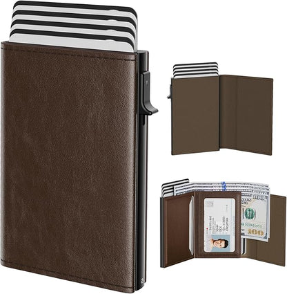 typecase Mens Wallet Card Holder: Pop Up Aluminum Case, Genuine Leather by typecase