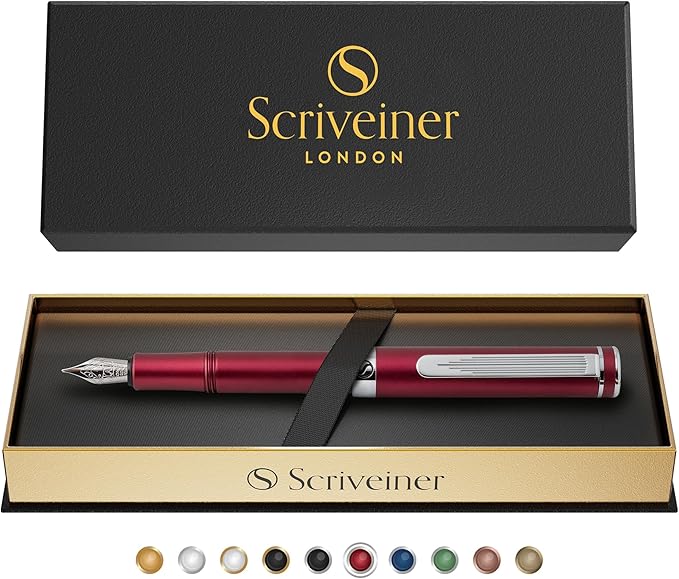Scriveiner Luxury EDC Fountain Pen, Stunning Matt Red Pocket EDC - Image 9