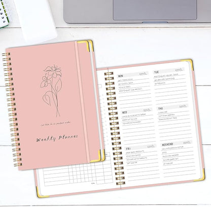 Undated Weekly Planner with Metal Corner Hardcover Notebook, A5 Size Journal - Image 7