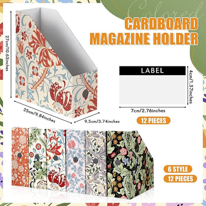 PerKoop 12 Pcs Magazine File Holder Foldable Decorative Cardboard File Folders - Image 2