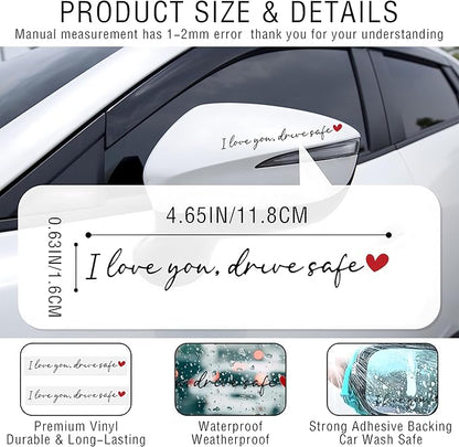 8PCS Car Stickers, I Love You Drive Safe Mirror Sticker, Cars Decals, Car - Image 4