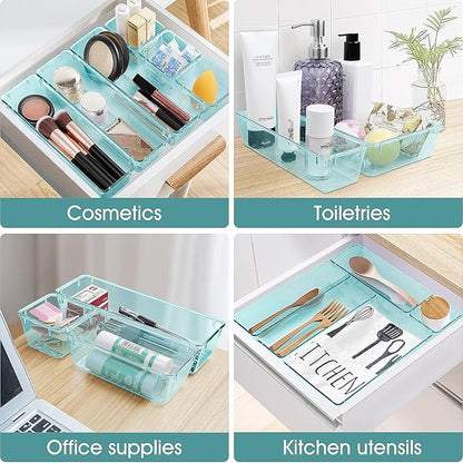 WOWBOX 25 PCS Plastic Drawer Organizer Set, 4 Sizes Desk Drawer Divider - Image 5