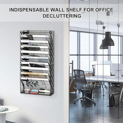 EasyPAG Wall File Holder 10 Tier Mesh Hanging Folder Organizer - Image 4