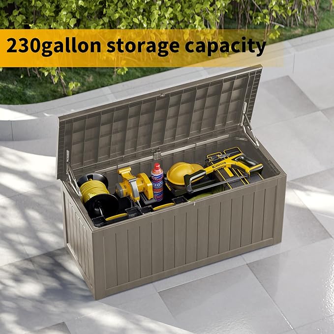 Decksplore 270 Gallon Outdoor Storage Box Waterproof Lockable Resin Deck Box - Image 8