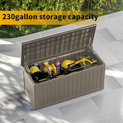 Decksplore 270 Gallon Outdoor Storage Box Waterproof Lockable Resin Deck Box - Image 8