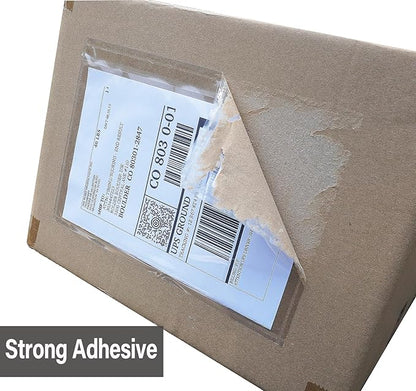 BEUYI Clear 9.5'' x 6.7'' Adhesive Shipping Label Pouches/Sleeves, Plastic - Image 4