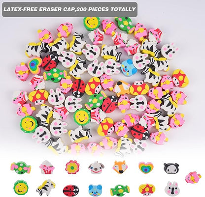 200 Pieces Cartoon Cute Animal Pencil Erasers Pencil Eraser Toppers Rabbit - Image 2
