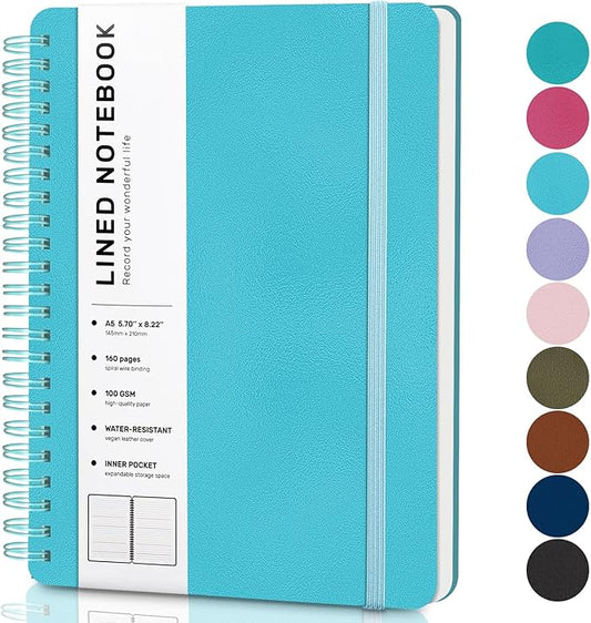 Light Blue Lined Spiral Journal Notebook by ABERLLS