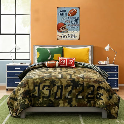 With Faith Football Metal Sign – Vintage Christian Sports Wall Art - Image 6