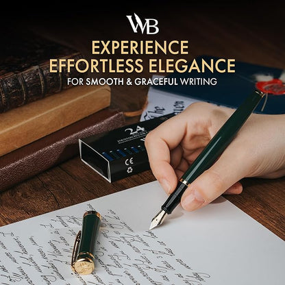 Wordsworth & Black Fountain Pen Set, 18K Gilded Fine Nib, Includes 24 Pack Ink - Image 2