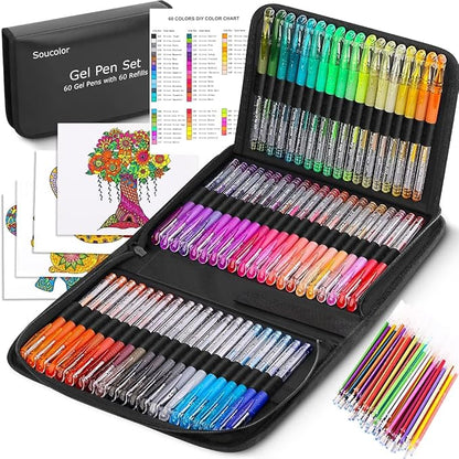Soucolor Glitter Gel Pens for Adult Coloring Books, Christmas|Birthday Gifts by Soucolor