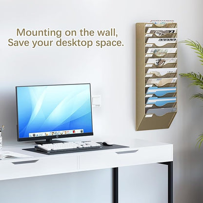 EasyPAG 10 Pocket Mesh Wall File Organizer, Hanging Paper Folder Holder - Image 2