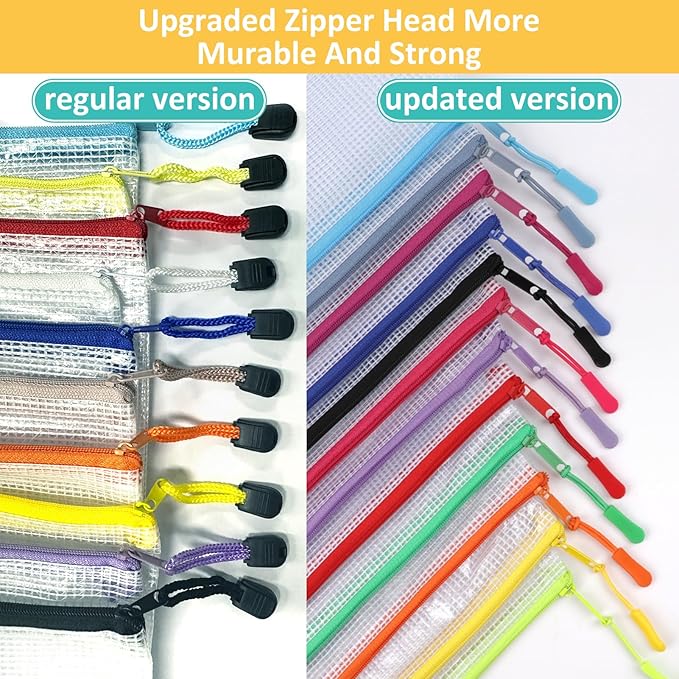 YOPCDJ 12pcs Mesh Zipper Pouch Bags, A5 Puzzle Bag - Image 4