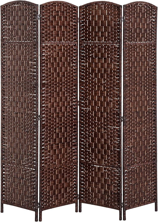 HOMCOM Room Divider, 4 Panel Folding Privacy Screen, 6FT Tall Portable Wicker by HOMCOM