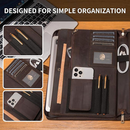 Geslun Genuine Leather Portfolio, Legal Size 8.5 x 14 Pad Holder, Business - Image 8