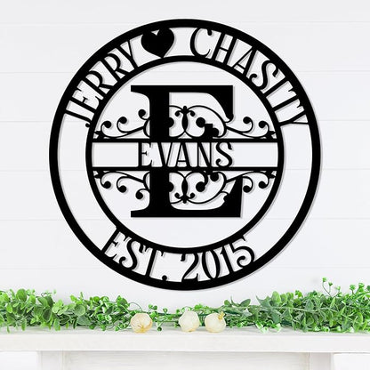 Personalized Metal Name Signs, Split Letter Monogram Wall Decor, Custom Last - Image 2
