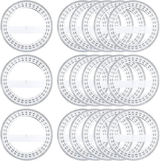 Pack of 24, 360-degree Protractor, 12.5cm Diameter, Crystal Clear by Virginia%27s+Store