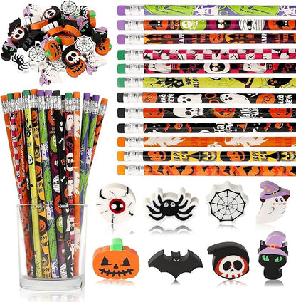 JULMELON 72PCS Halloween Party Favors Set, Wooden Pencils by JULMELON