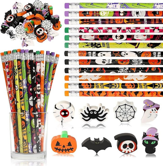 JULMELON 72PCS Halloween Party Favors Set, Wooden Pencils by JULMELON