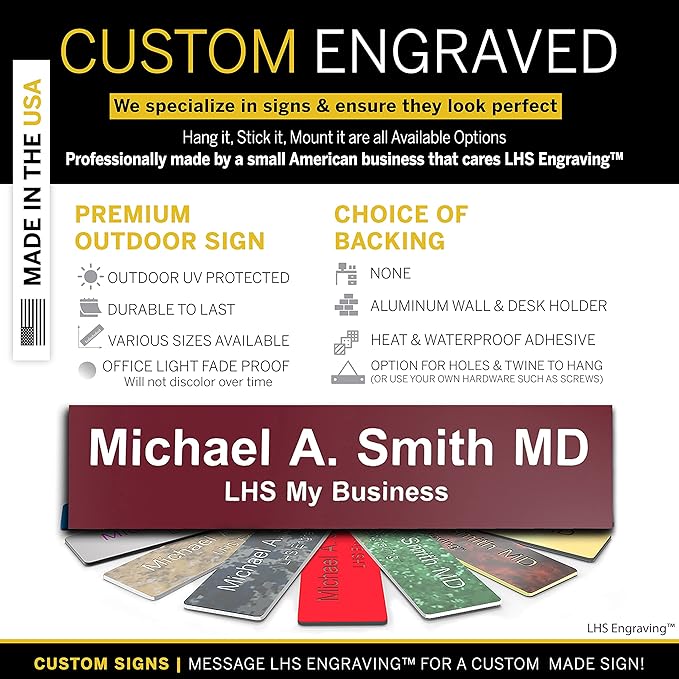 Engraved Custom Door Plate Burgundy Plastic Office Door Sign - Image 3