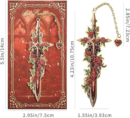 4Pcs Fantasy Sword Bookmarks for Books Journals Planners, Cool Forth Wing Metal - Image 3