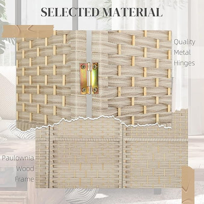 HOMCOM 6 Panel Room Divider, Hand-Woven Freestanding Wall Partition - Image 5