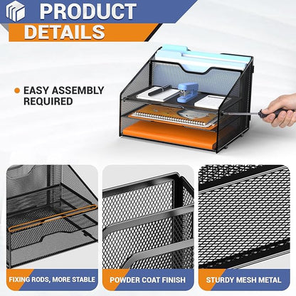 GAWERK Letter Tray Organizer, Mesh Desk File Organizer - Image 3