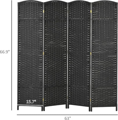 HOMCOM Room Divider, 4 Panel Folding Privacy Screen, 5.6' Tall Freestanding - Image 7