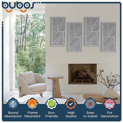 BUBOS 4 Pack Thickened Acoustic Panels, 23.6''x11.8'' Self-Adhesive Sound - Image 3