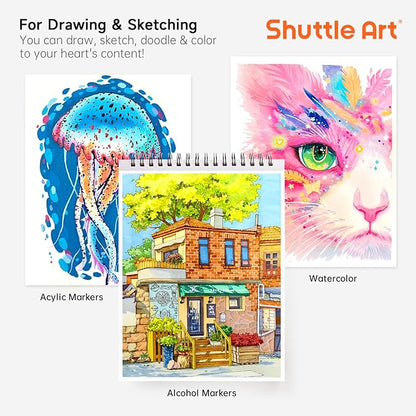 Shuttle Art Marker Pad, 12”x9” Portable Sketchbook, 70 Sheets Marker Drawing - Image 7