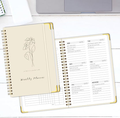 Undated Weekly Planner with Metal Corner Hardcover Notebook, A5 Size Journal - Image 7