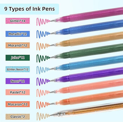 LIULIUCAI Gel Pens for Adult Coloring Book, 100 Colors Large Capacity Metallic - Image 2