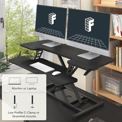 FLEXISPOT Standing Desk Converter 42-inch Spacious Sit to Stand up Dual Monitor - Image 5