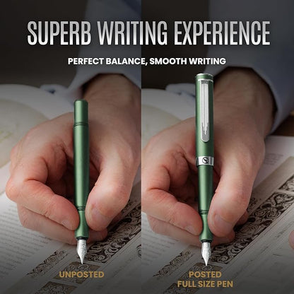 Scriveiner Personalized Luxury EDC Fountain Pen, Stunning Matt Green Pocket Pen - Image 5