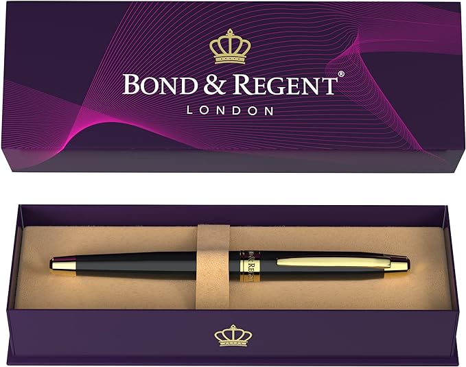 Bond & Regent Gloss Black & 24 Karat Gold | Certified Luxury Grade Rollerball by BondRegent
