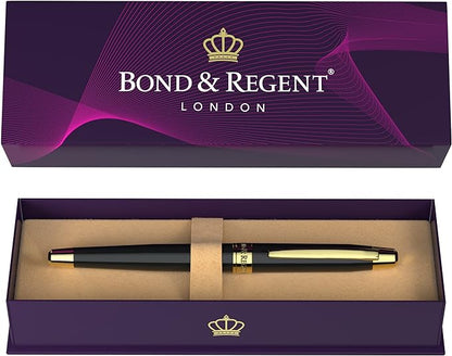 Bond & Regent Gloss Black & 24 Karat Gold | Certified Luxury Grade Rollerball by BondRegent