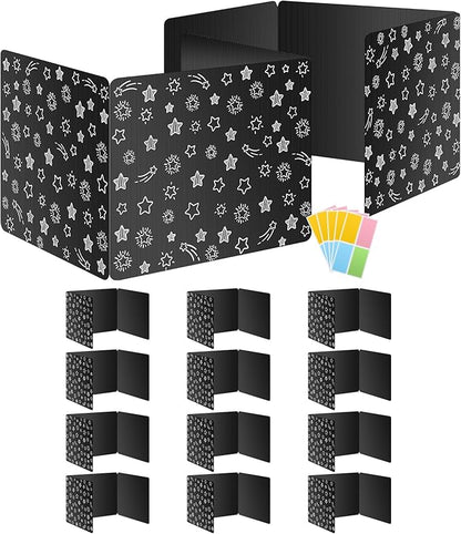 Black 12-Pack Desk Dividers for Students, Waterproof Plastic Study Carrel by Ubenic