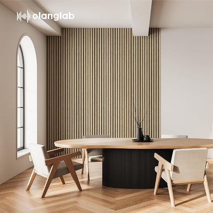 Olanglab Wood Slat Wall Panels 4 Pack, Wooden Acoustic Wall Panels, 94.5"x12.6" - Image 3