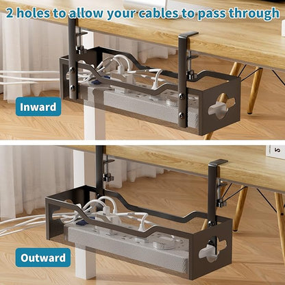 Under Desk Cable Management Tray No Drill, Metal Mesh Cable Management Under - Image 5