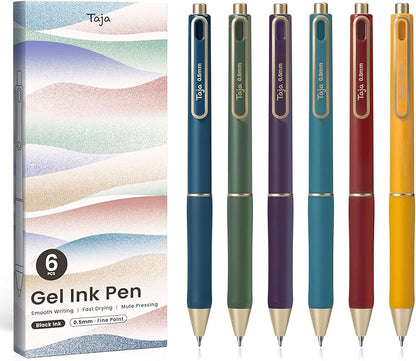 Taja Gel Pens, 0.5mm Fine Point Smooth Writing Pens by Taja