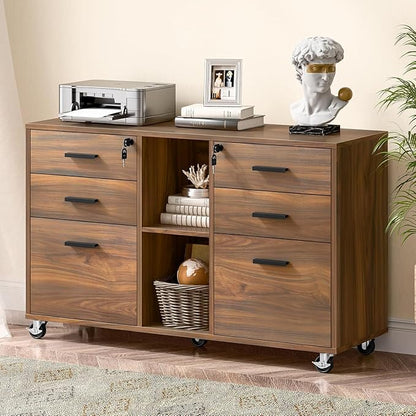 Lateral File Cabinet with Lock, Large Mobile Storage Filing Cabinet with 6 - Image 6
