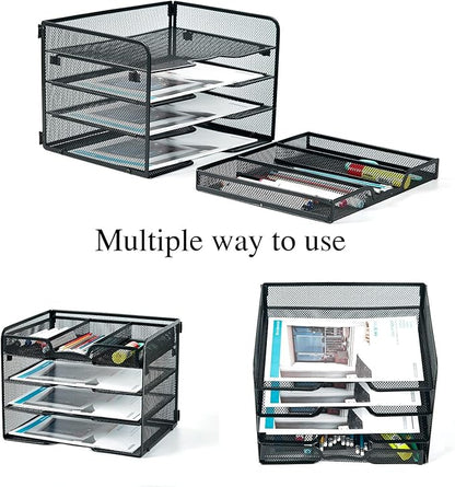 SETTFRFE 4 Tier Mesh Paper Letter Tray, Desk File Organizer - Image 2